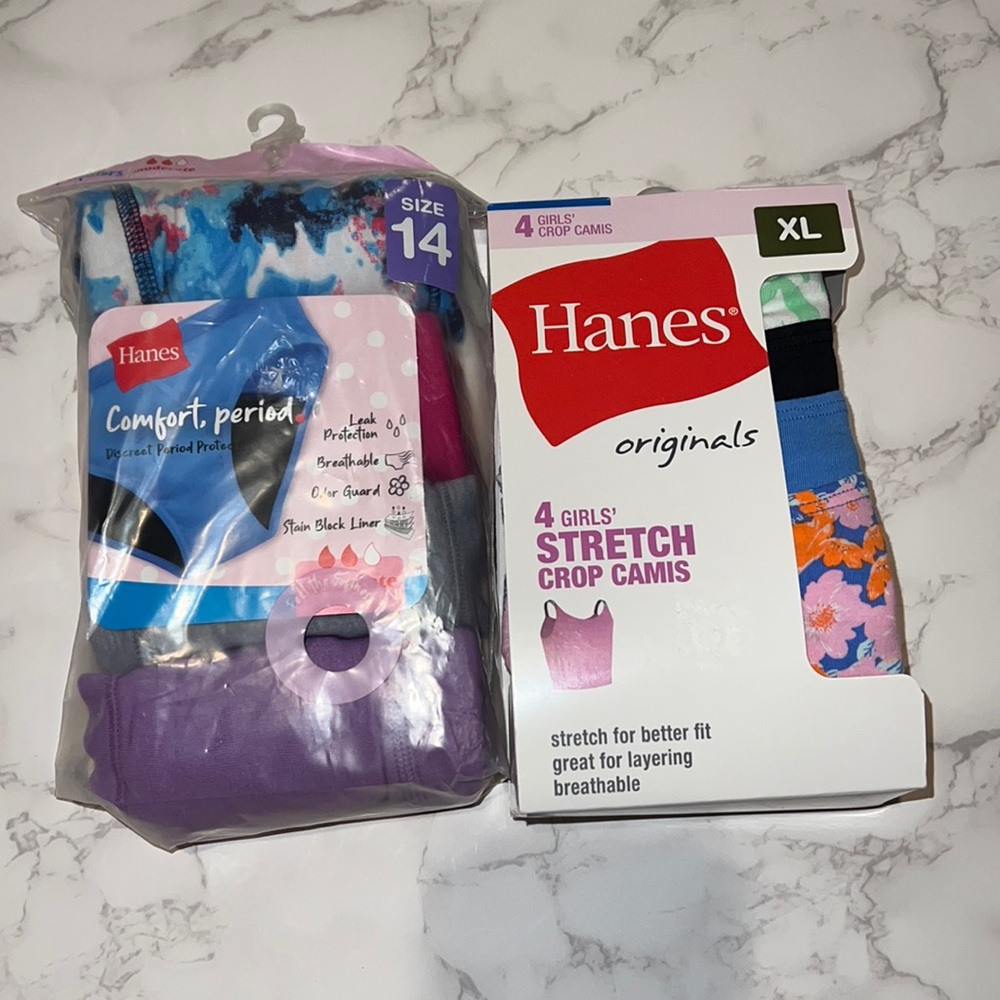 NWT 8pc Hanes Period Panties & Stretch Crop Camis